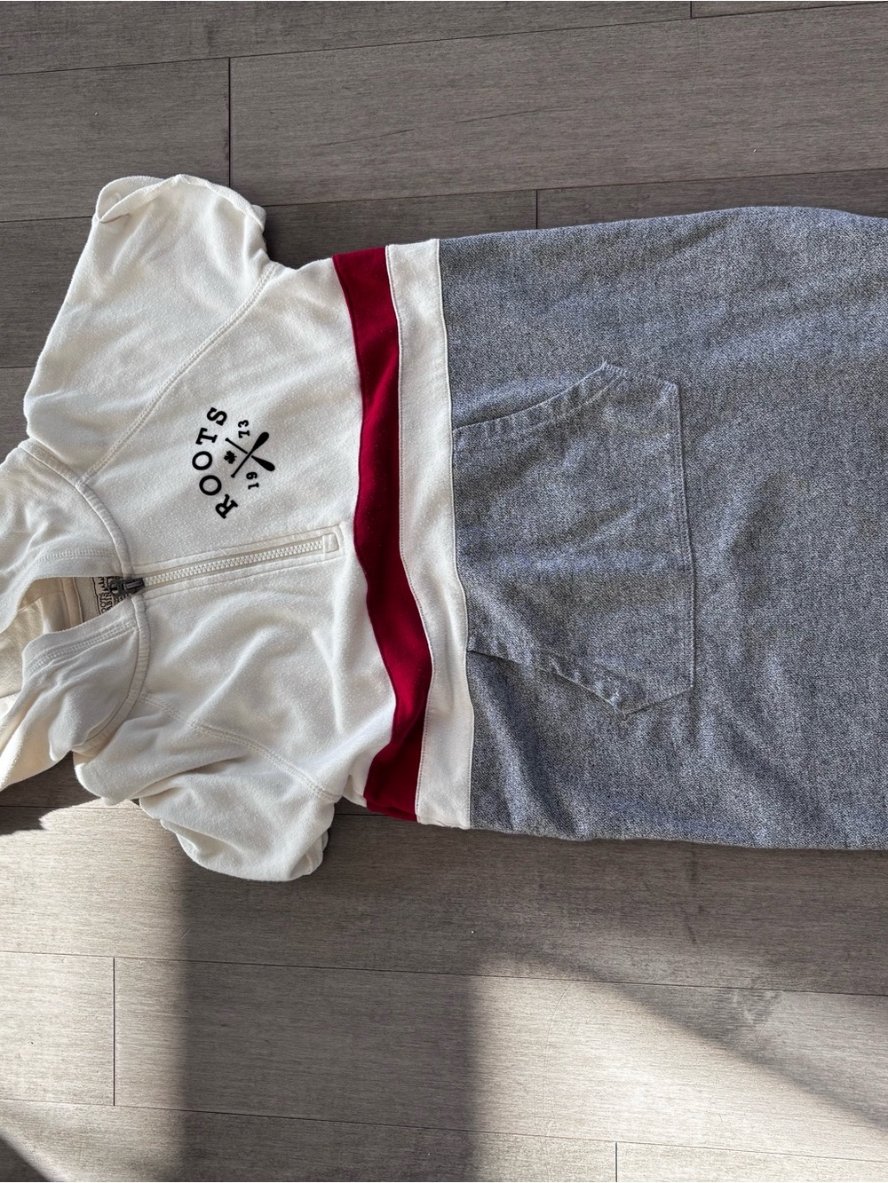 Roots Canada Girls XL 11β12Y Hoodie Dress White Grey & Red - Picture 6 of 6